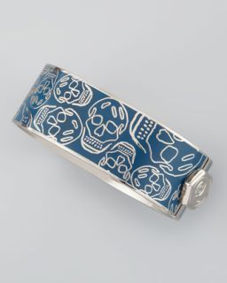 Alexander McQueen Medium Enamel Skull Bracelet, Prussian Blue   Neiman