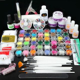 Nail Art UV Gel Primer Glitter Powder Striping Top Coat Tips Brush