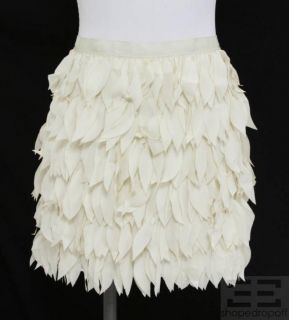 Haute Hippie Cream Laser Cut Silk Mini Skirt Size M New
