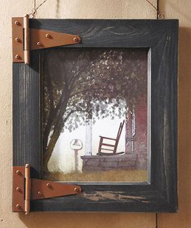  Barn Door Rocking Chair Wall Art w/ Rustic Wood Frame Room Decor