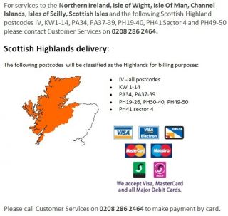 free collection englands wales scotland excluding highlands £ 25