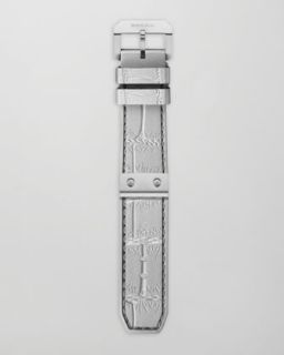 Brera Crocodile Embossed Silicone Watch Strap, Metallic Gray   Neiman
