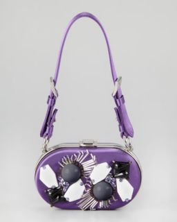 V18MA Prada Oval Raso Ricamo Clutch Bag, Viola