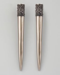 Pave Crystal Spike Earrings, Gunmetal