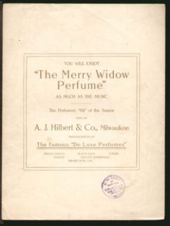 Merry Widow 1907 Hilbert Perfume Piano Sheet Music
