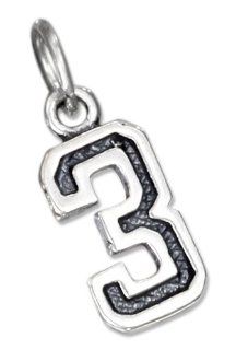 Sterling Silver Jersey 3 Number Charm Jewelry 