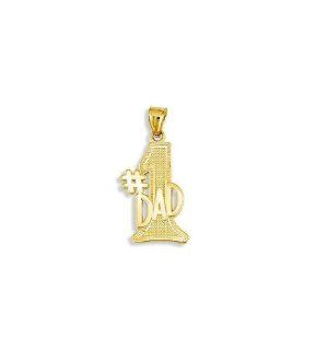 14k Yellow Gold Number One #1 Dad Fathers Day Pendant Jewelry 