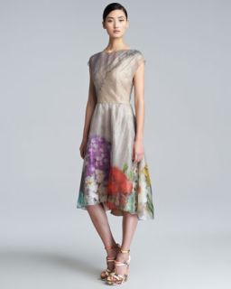 Escada Darenan Cap Sleeve Floral Print Dress   