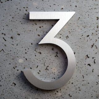 Modern House Number Aluminum Modern Font Number Three 3 6 inch