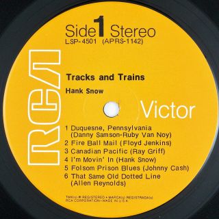 HANK SNOW Tracks & Trains LP VG++ NM 