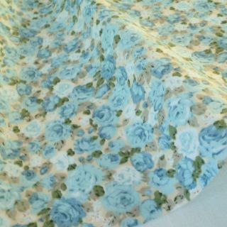 Floribunda Dusty Teal Blues Beige 100 Cotton Fabric