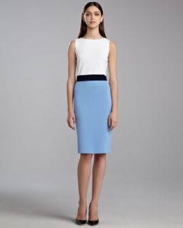 Milano Sleeveless Colorblock Dress, White/Navy/Amalfi Blue