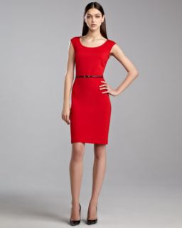 Milano Cap Sleeve Scoop Neck Dress, Venetian Red