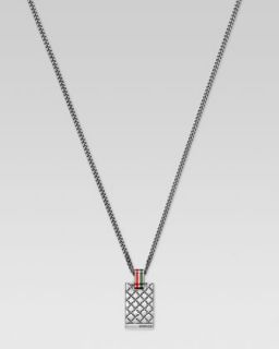 N1XSB Gucci Diamante Web Dog Tag Necklace