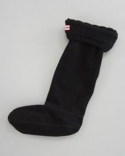 X1FTA Hunter Boot Moss Cable Cuff Fleece Welly Socks, Black