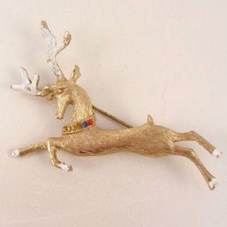 HEDY Vintage Reindeer Christmas Pin Brooch Signed