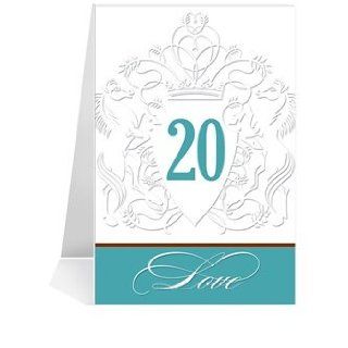 Wedding Table Number Cards   Shield Horses Teal #1 Thru