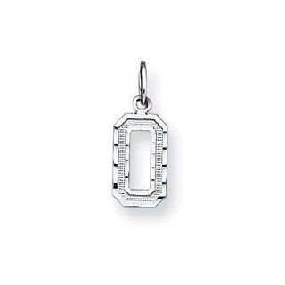 Sterling Silver Diamond cut Number 0 Charm   JewelryWeb Jewelry