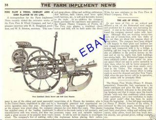 1897 Peru Plow Check Row Corn Planter Article Hoagland