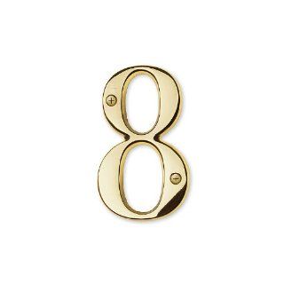 In. House Number 8, Solid Brass, Polished Brass Finish   