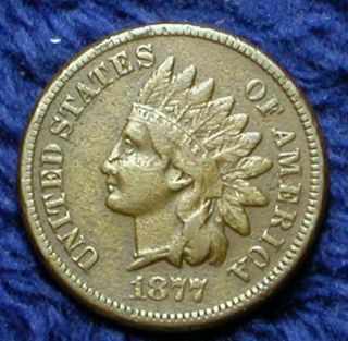 1877 Indian 1c NICE VF DETAILS COLLECTOR COIN 830