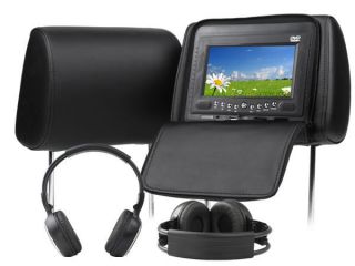   LCD Black Pillow Headrest Monitor IR Headphone DVD Player P2