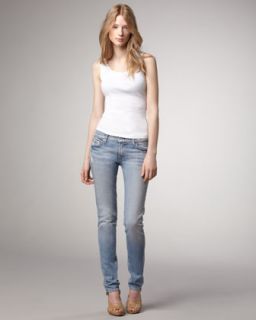 For All Mankind Roxanne Pink Whiskered Skinny Jeans   