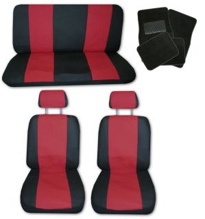 Lightweight Red Black Synthetic Leather Car Seat Covers w/ Black Floor