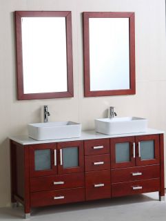  sink Bathroom vanity Solid wood cabinet stone countertop ceramic basin