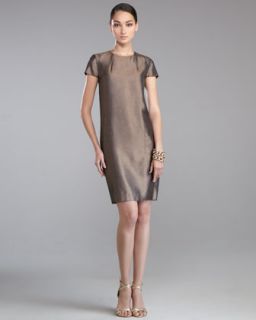 Taffeta Cap Sleeve Dress, Dark Bisque