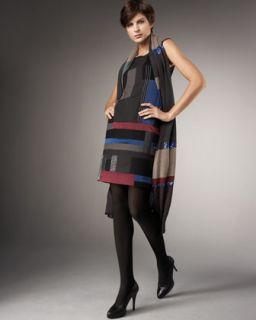 DKNY Colorblock Mosaic Dress & Sequined Scarf   