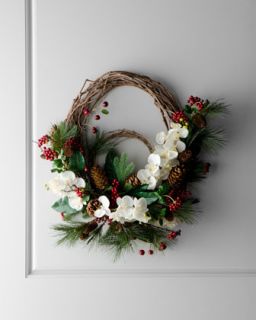 Boxwood Wreath with Red Bows   