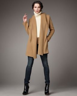 Vince Hooded Drape Coat, Colorblock Sweater & Easy Rider Aiko Jeans