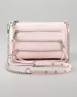 V1HDT Rebecca Minkoff Zip Front Leather Crossbody Bag, Petal Pink