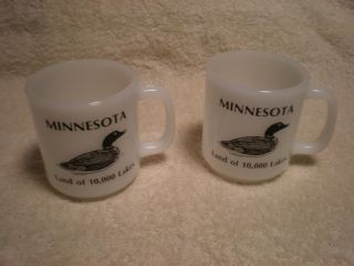 Vintage Glasbake Minnesota Land of 10 000 Lakes Loon Mugs Pair