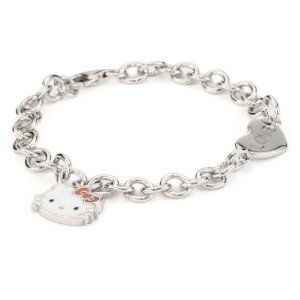 Hello Kitty Sterling Silver Hello Kitty Diamond Charm Bracelet