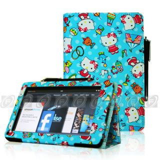 Kindle Fire Hello Kitty Folio Case Cover Car Charger USB Cable