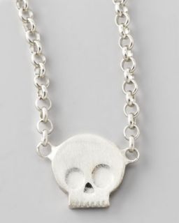 Y1C5R Dogeared Silver Whisper Skull Pendant Necklace