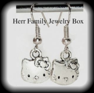 925 Sterling Silver Hello Kitty Earrings 1 Dangle Drop Pierced New