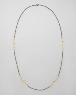 Long Gold Station Cable Chain Necklace, 37