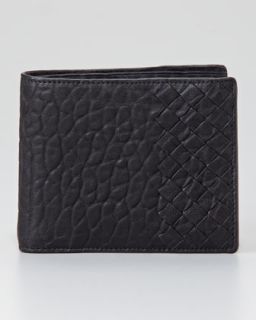 Leather Woven Edge Bi Fold Wallet, Black