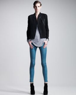 44NC HELMUT High Gloss Denim Jacket, Kinetic Long Sleeve Jersey Top
