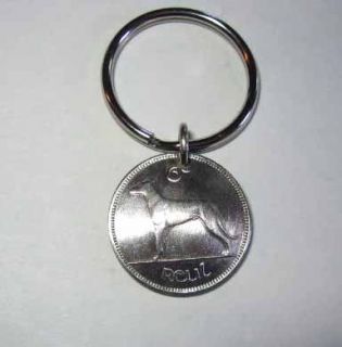 Coin Jewelry Irish Wolfhound Harp Key Ring