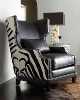 Massoud Zebra Hairhide Wing Chair   