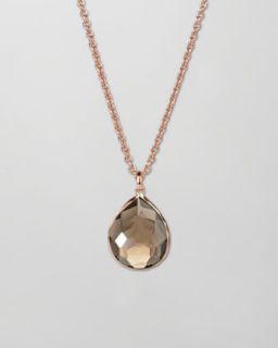 Rose Gold Smoky Teardrop Pendant Necklace