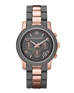 Michael Kors Two Tone Silicone Watch, Rose Gold/Gray   