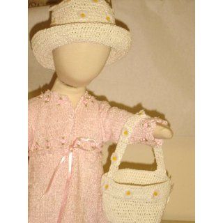 Htb25w, Hand Crocheted White Gimp 2pc Easter Hat and