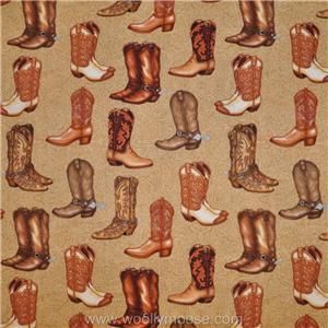 Half Yard Robert Kaufman Dan Morris Real McCoy Cowboy Boots Fabric 1 2