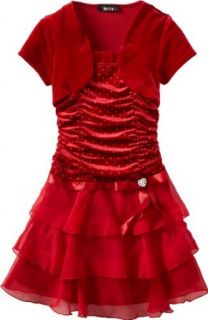 Amy Byer Girls 7 16 Velvet Tier Dress, Red, 16 Clothing