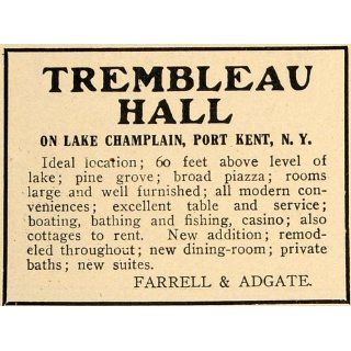 1910 Ad Trembleau Hall Hotel Lake Champlain Port Kent